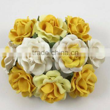White, Yellow, Cream, Handmade Mulberry Paper Flower, Wedding Party, Scrap-booking Crafts