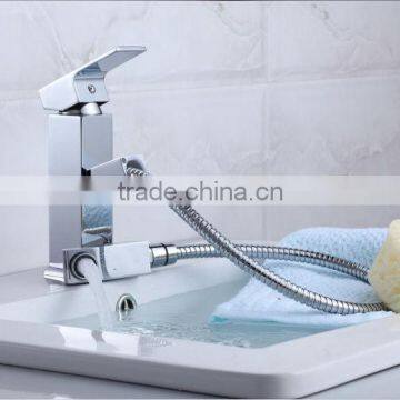 single handle pull-out spray bathroom waterfall faucet