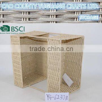 rational construction ivory color paper woven double layer storage basket