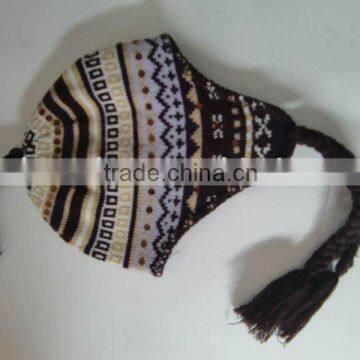 100%acrylic fairisle jacquard trapper hat for women