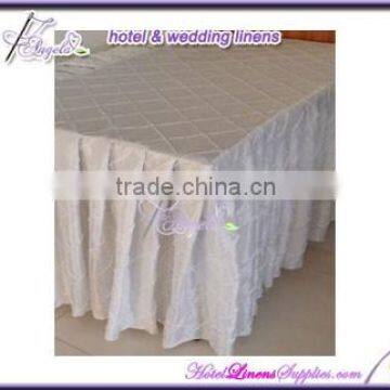 14' fitted table skirtings, pintuck taffeta table skirts for weddings, banquets, parties