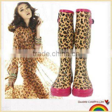 Most popular leopard rubber rain boots brand women shoes