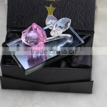 Factory directly sale hot seller high quality crystal rose with base togther for hot selling                        
                                                Quality Choice