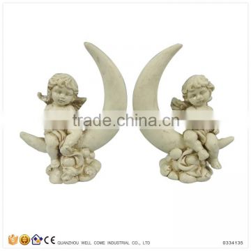 Hot Sale Creative Sweet Baby Angel Figurines on Crescent Moon