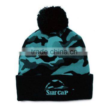 FASHION 3D EMBROIDERY FOLD KNIT BEANIE HAT FACTORY