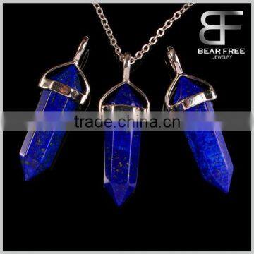 Natural Lapis Lazuli Crystal Healing Point Reiki Chakra Cut Gemstone Pendant Fit Necklace