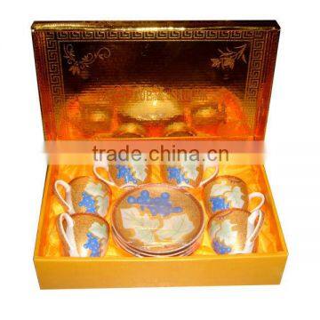 Elegant golden design 80cc porcelain coffee cup with gift box packing