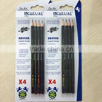 7" Standard Size Triangular Shape Soft Wood Matt Black Body Blister Card HB Pencil Sharpened With Dipped Top photo-2