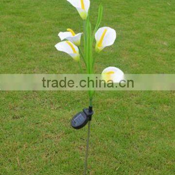 Outdoor Yard Lawn Light Solar Power Common Callalily 5 LED Flower Stakes Lamp