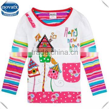 (F5294) 2-6Y white new designs cotton children's clothes long sleeves kids clothing nova kids child t shirt