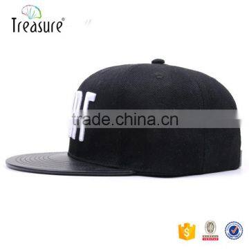 Custom White Embroidery Snapback Cap Leather Brim photo-4