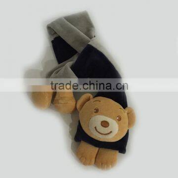 Cute bear head scarf plush animal scarf, plush bear with scarf