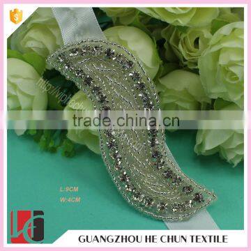 HC-7598-1 Hechun Leaf Shape Beaded Rhinestone Appliques for Bride Sash