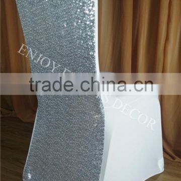 YHC#33 luxury silver sequins spandex lycra wedding banquet events polyester stretchy chair back cover                        
                                                Quality Choice