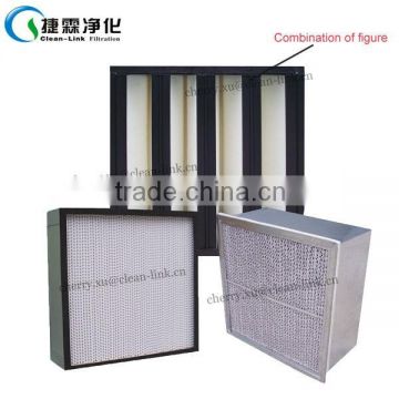 Industrial Filtration high efficeiency Mini-pleat HEPA filter with aluminum frame