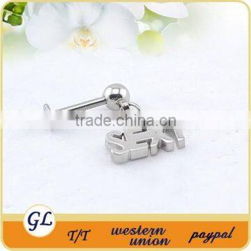 LR01135 Stainless Steel Dangle Cat Lip Ring photo-2