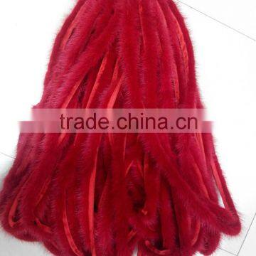 China Wholesale Dye Mink Fur Strip / Fur Collar / Real White Mink Fur Trimming photo-3