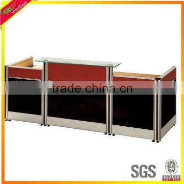 Glasstop wood reception desk from 8'-3'' T8 with good quality