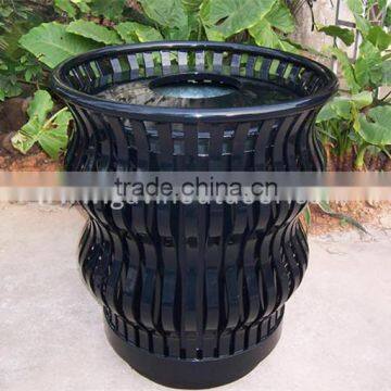 OEM curved design garbage trash bin steel outdoor trash bin