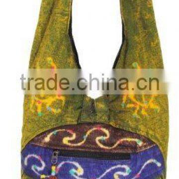 canvas hippie shoulder bags stone washed bag with patch & beautiful hand embroidery