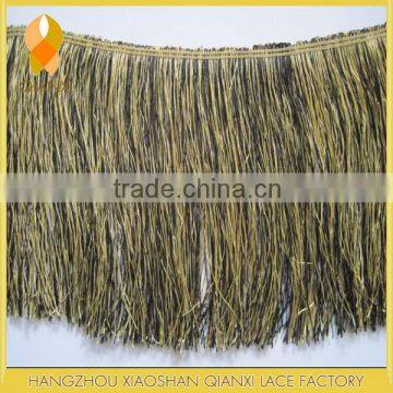 20CM polyester tassel fringe trim For belly dance naked women latin Dance wear clothing tassel (black and gold)                        
                                                Quality Choice