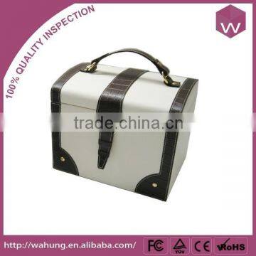 customized locked faux leather jewel pack box with handle wholesale