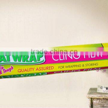 Soft food PE Cling Wrap Film For Food widely used in wrapping around food, confectionery, vegetable, fruit, meat, biscuit, etc
