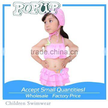 Popup Summer Fashion Ruffle Cute Little Pink Girl Swimsuits