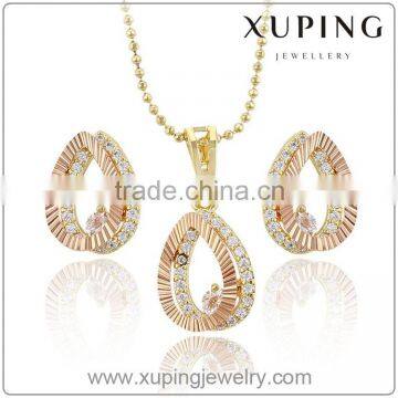 multil drop water shape jewelry 2015 woman fashion gold filled necklace earring jewelry set