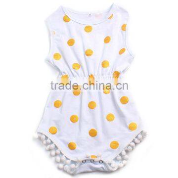 Plain White Baby Rompers White and Yellow Spot Rompers Baby Girls Rompers Jumpsuits photo-3