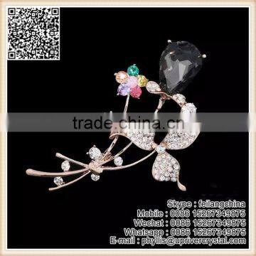 Crystal Butterfly Gold Brooch Jewelry Cheap Ruby Black Diamond Pearl Brooch photo-2
