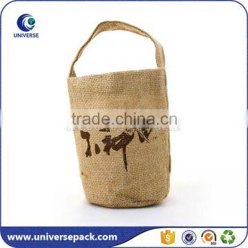 Small lamination jute round bottom storage bag with tote