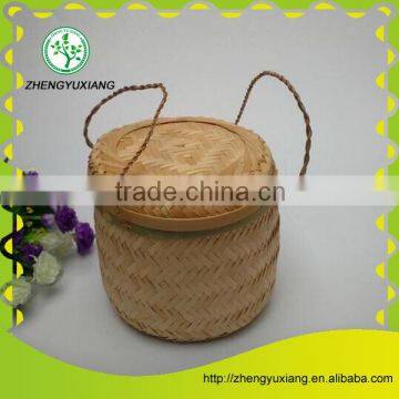 Portable bamboo crafts storage bin