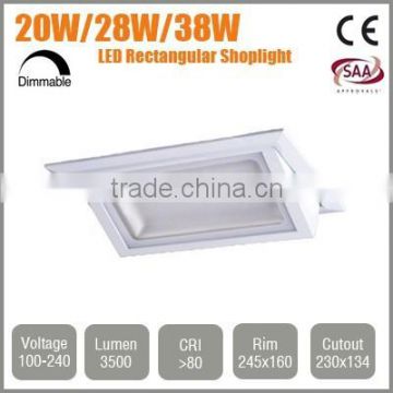 SAA C-tick CE Approved LED Rectangular Shoplighter Scoop Downlight 20W 28W 38W 48W