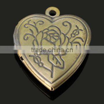 Wholesale Antique Bronze Flower Locket Pendant Jewelry