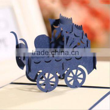 New arrival 3D handmade decoration birthday greeting card baby carriage designs