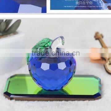 Vivid Dark Blue Crystal Glass Apple for Decorations and Gift ZWM027