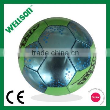 Promotional glow in dark metallic shine PVC soccer ball