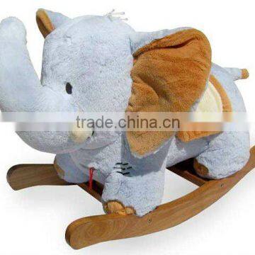 Plush grey rocking elephant animal rocker