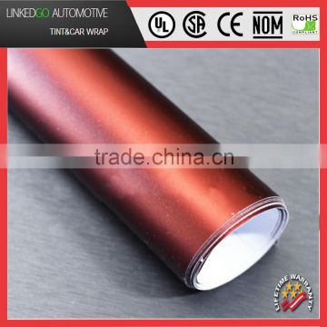 Good quality matte chrome 1.52*20M brown satin chrome vinyl wrap with air bubble free