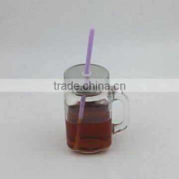 16oz Clear Glass Mason Jar With Silver Lid and Straws photo-3