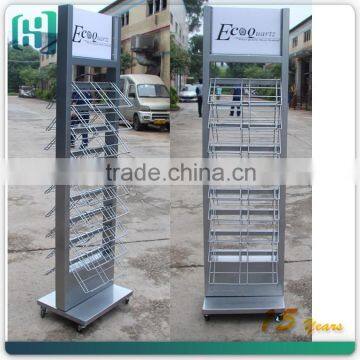 wholesale metal white proof ceramic tile accessories display stand with wheels HSX-S0346