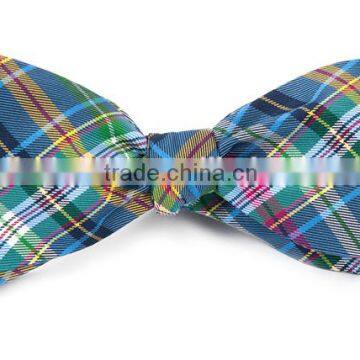 2016 latest fashion custom made plaid self-tie woven silk mens bow tie