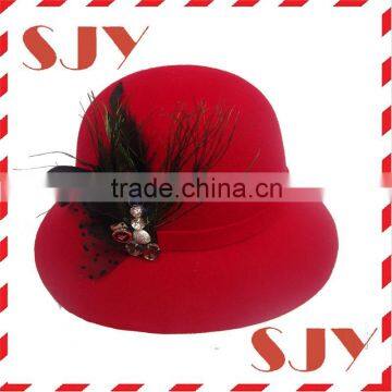 Slash Style Ladies Optional Flower Wool Felt Hat