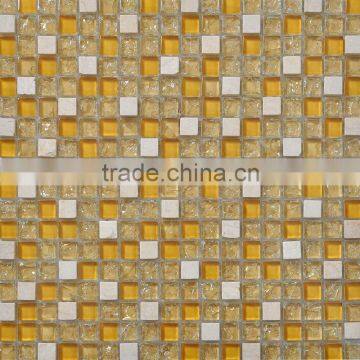 JY-Mx-GS02 nature marble kerala wall tiles with ice crack glass chips building material tile