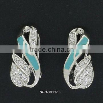 new design enamel 925 sterling silver earring finding,QMHE013