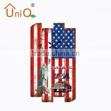 Designs Time Clock Split Joint Wood American National Flag Wall Clock photo-1