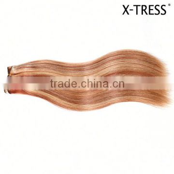 18inch P 33 and 613 dark aubrun and bleach blond 105 gram good ratio remy cuticle intact virgin Mongolian human hair extension