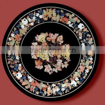 Marble Black Inlay Round Table Top Design