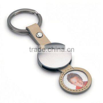 Fashion Metal Round Photo Frame Key Chain.retractable metal key chain,photo insert key chain,sublimation metal key chain